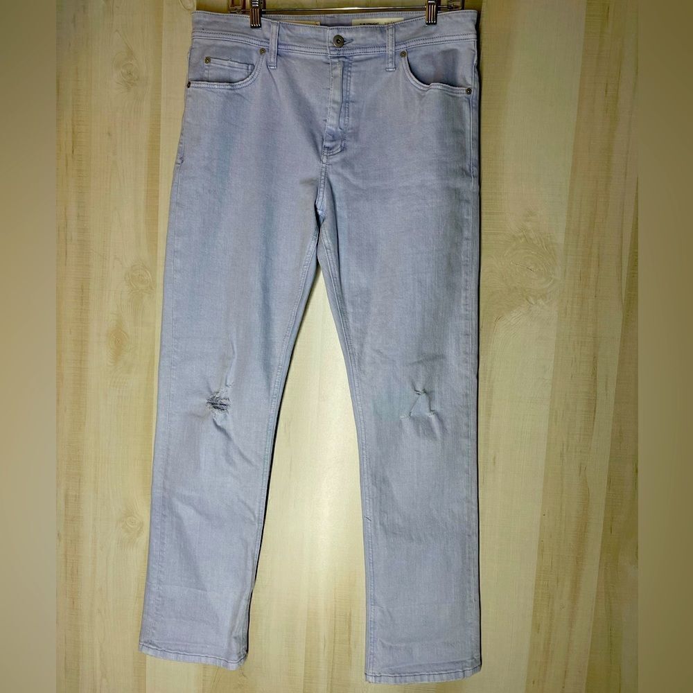 Pilcro and the Letterpress slim straight distressed light color jeans denim,‎ 31